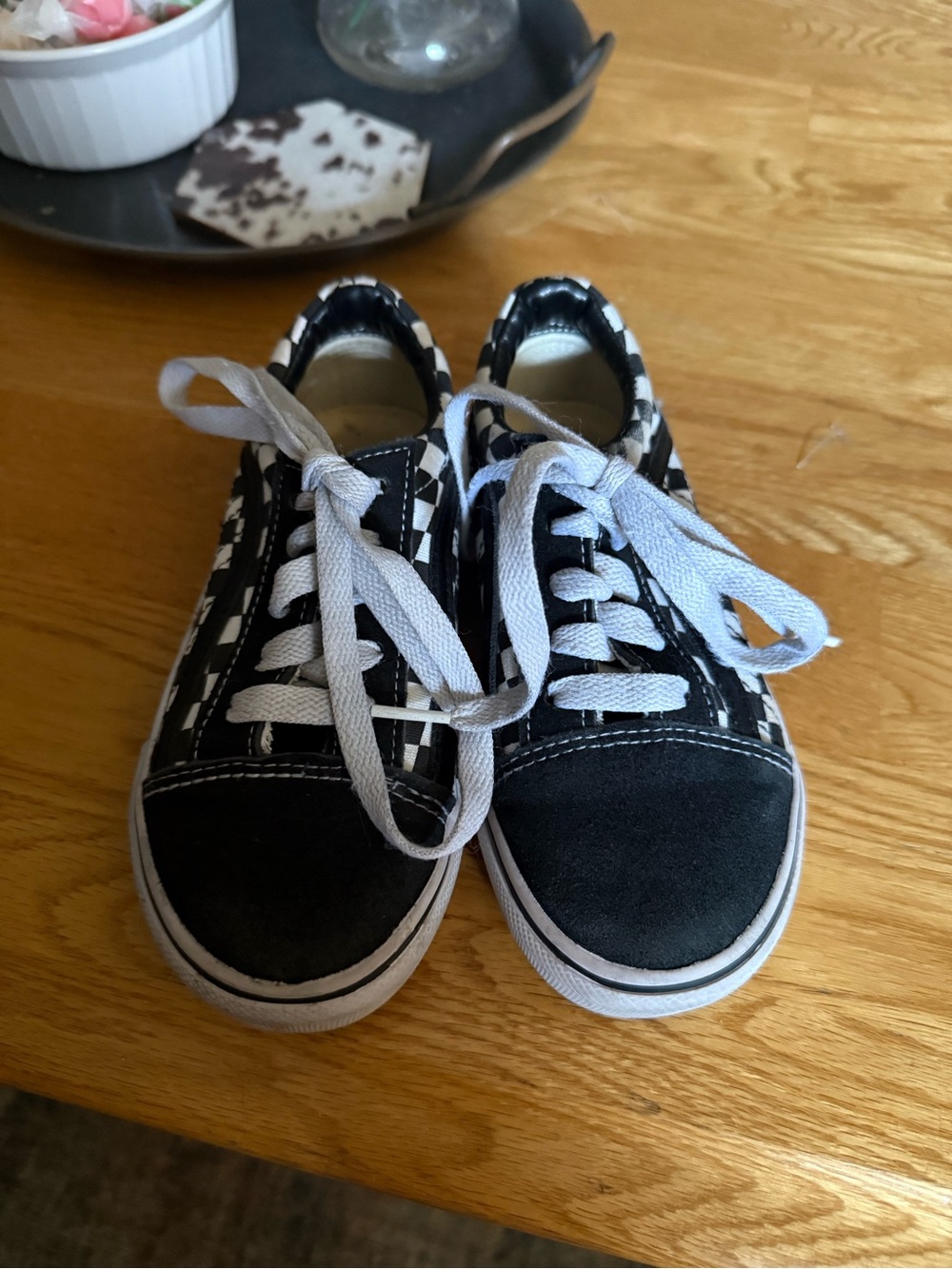 Vans Kids Black & White Checkerboard Lace-Up Sneakers